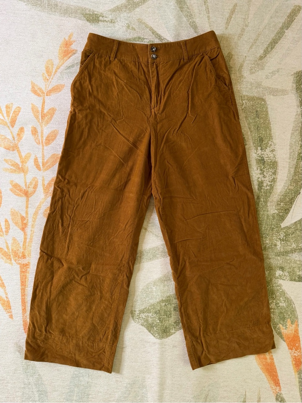 Garnet Hill Wide Leg Corduroy Pants, Rust - Size 8